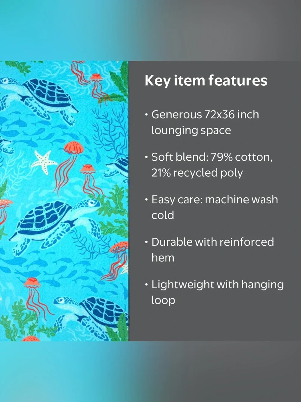 Colorful Nautical Sea Turtle Beach Towel